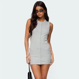 Edikted Size XS Rey Button Up Ribbed Mini Dress